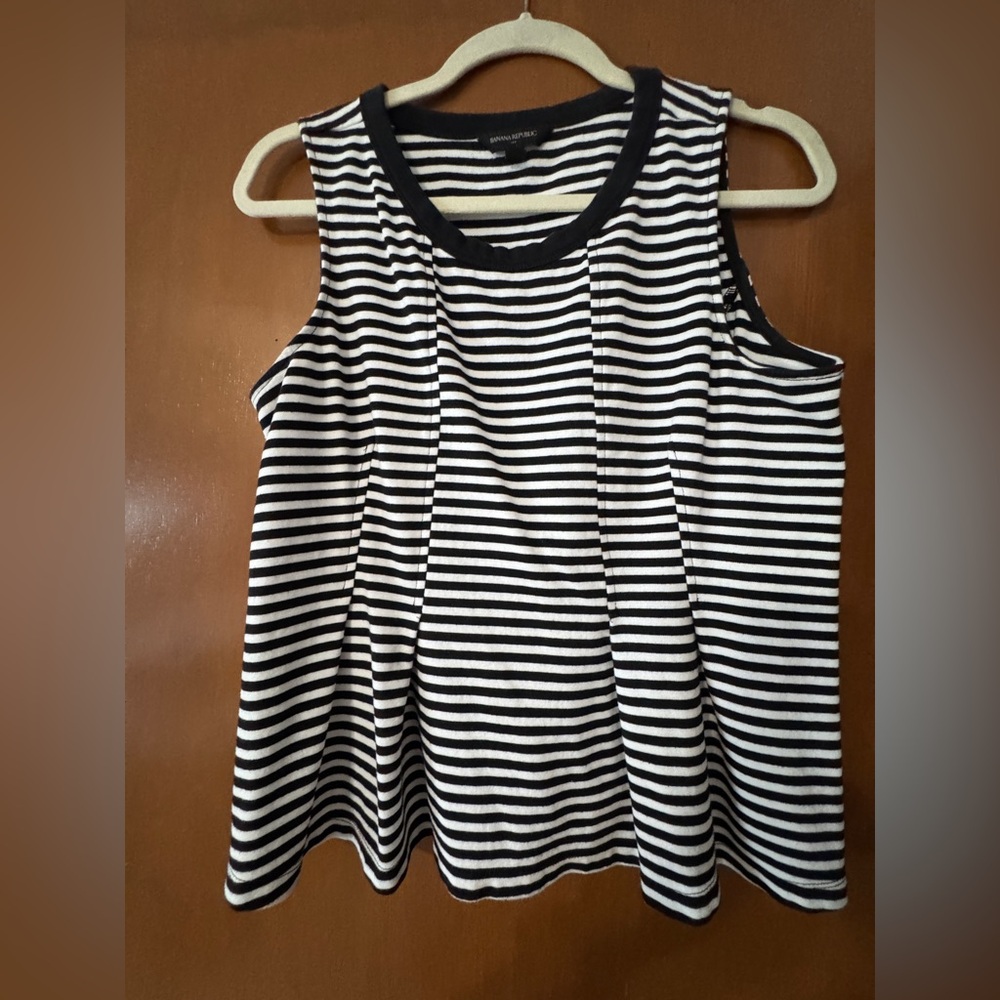Banana Republic Black and White Striped Tank Top